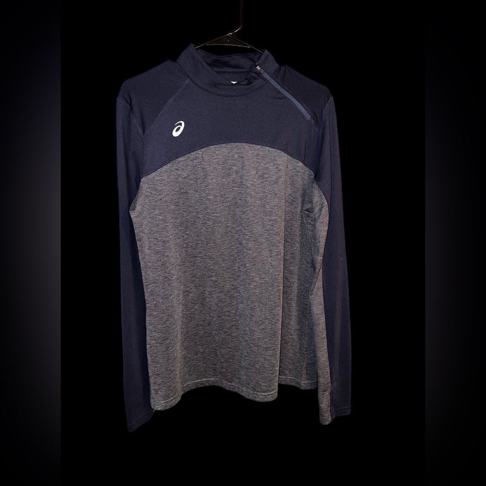 ASICS navy and gray Women's Team Classic 1/2 Zip Shirt, size medium